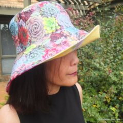 Bucket Sun Hat Wide Brim Reversible Cactus Flower