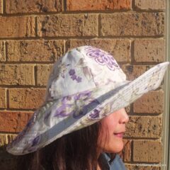 Wide Brim Sun Hat Purple Flower